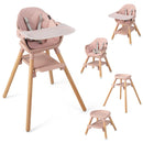 6-in-1 Convertible Wooden High Chair Baby High Chair with Double Dishwasher Safe Trays