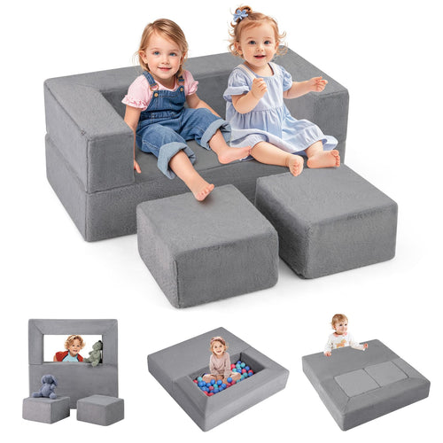 INFANS Modular Kids Play Couch Toddler Sectional Fort Building Sofa for Playroom