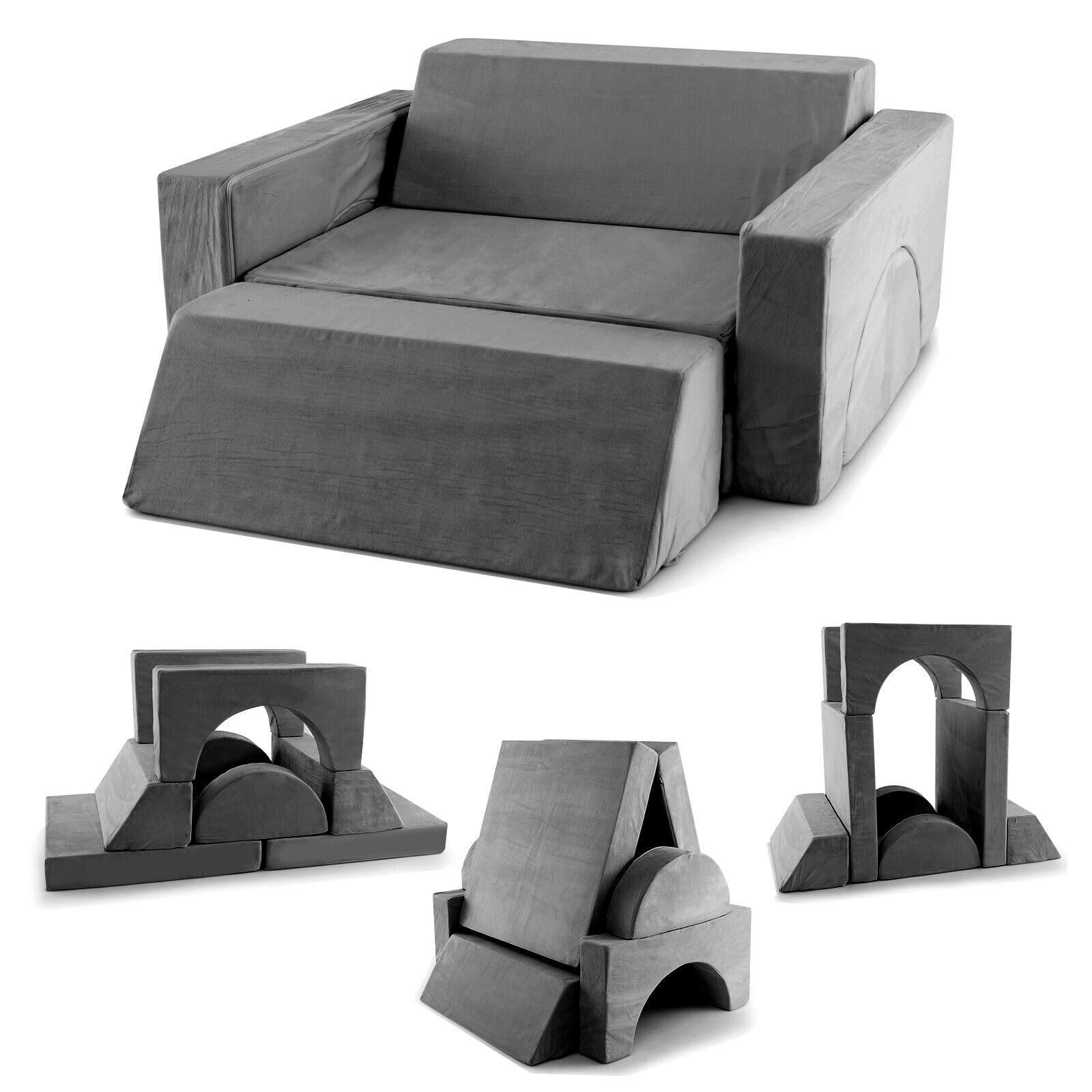 8 Pieces Kids Modular Play Sofa with Detachable Cover for Playroom