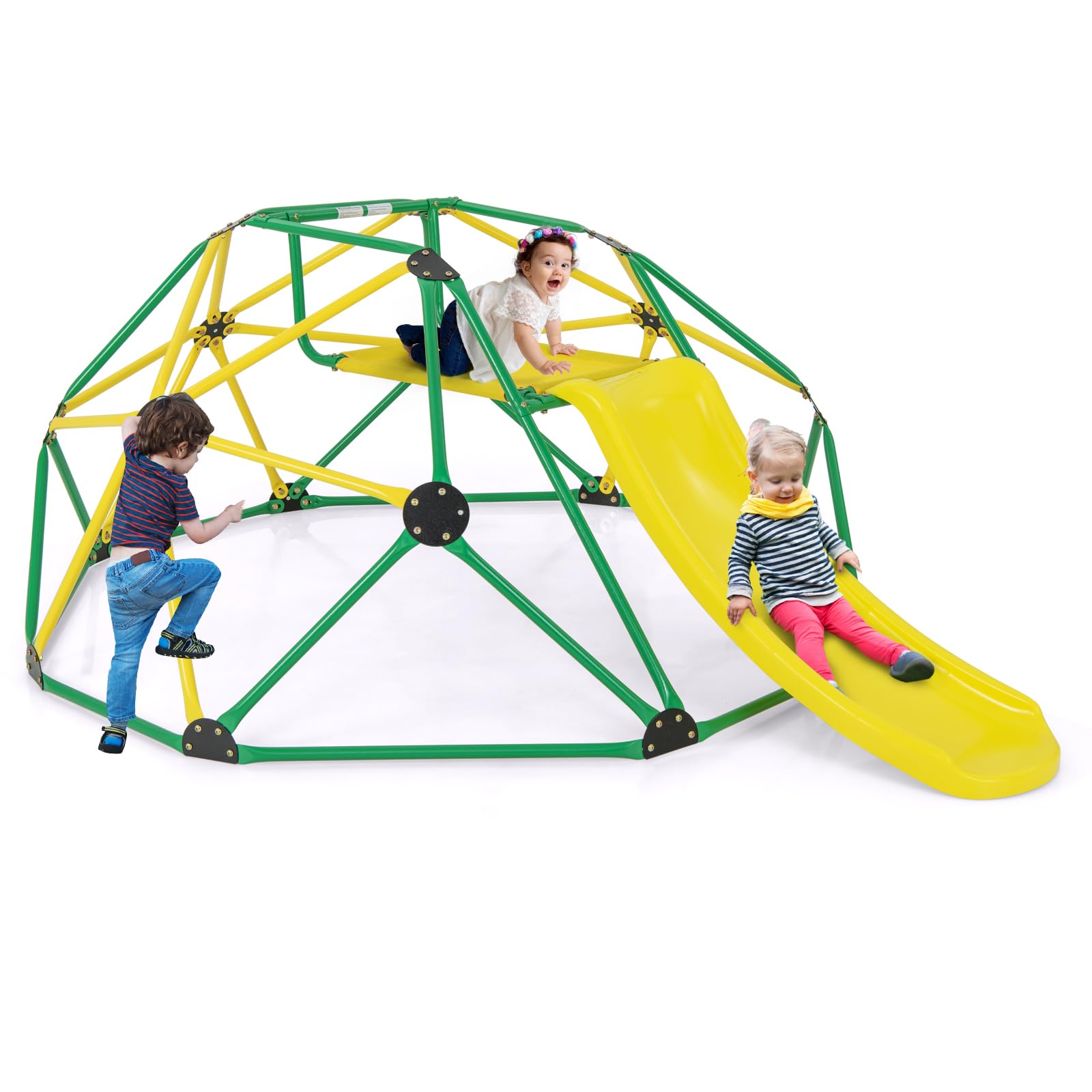 Climbing Dome with Slide, Kids Outdoor Jungle Gym Geometric Dome Climber