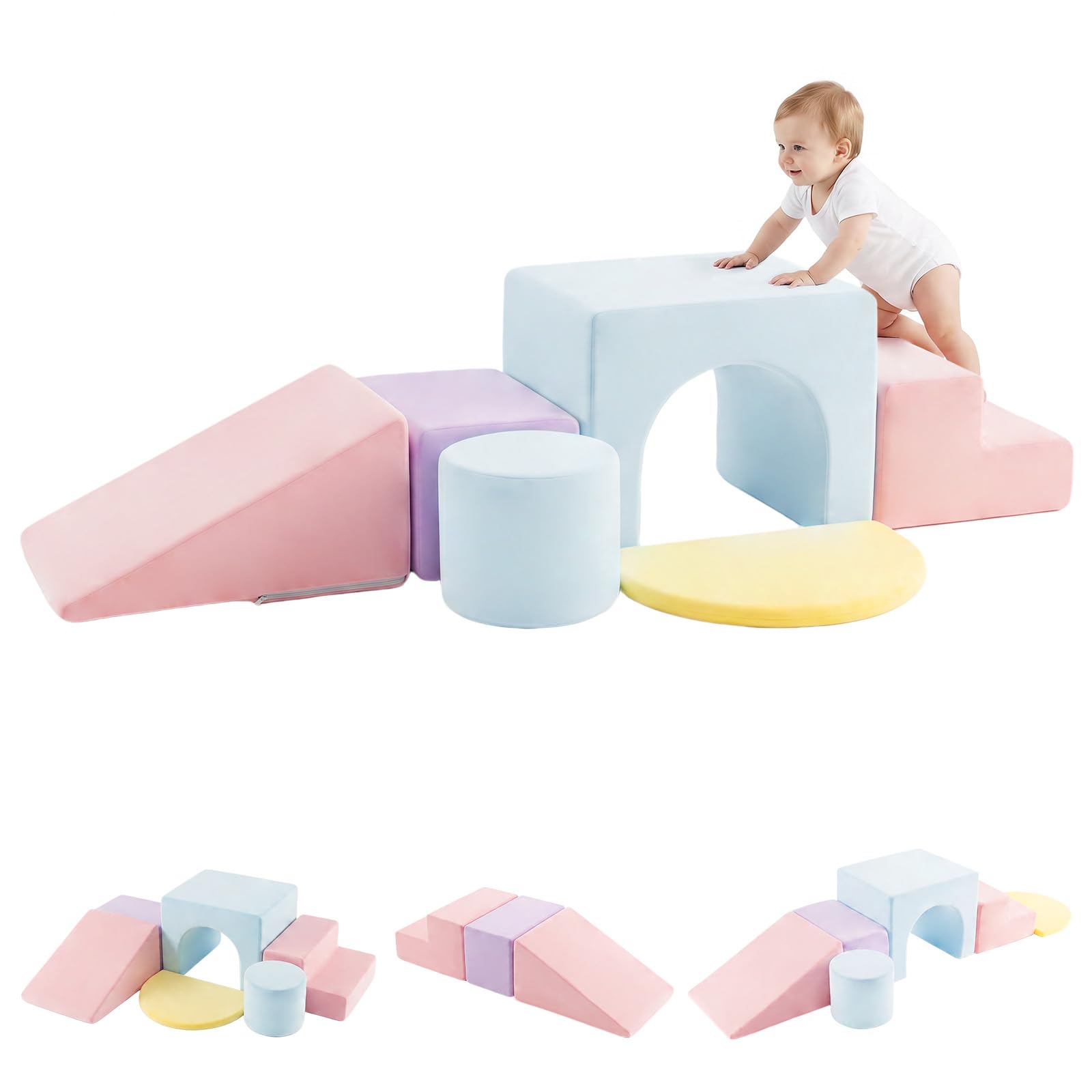 Toddler Climbing Toys Indoor, 6 PCS Foam Climbing Blocks