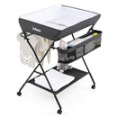 INFANS Baby Changing Table with Wheels Portable Folding Diaper Station Nursery Organizer with Storage Basket