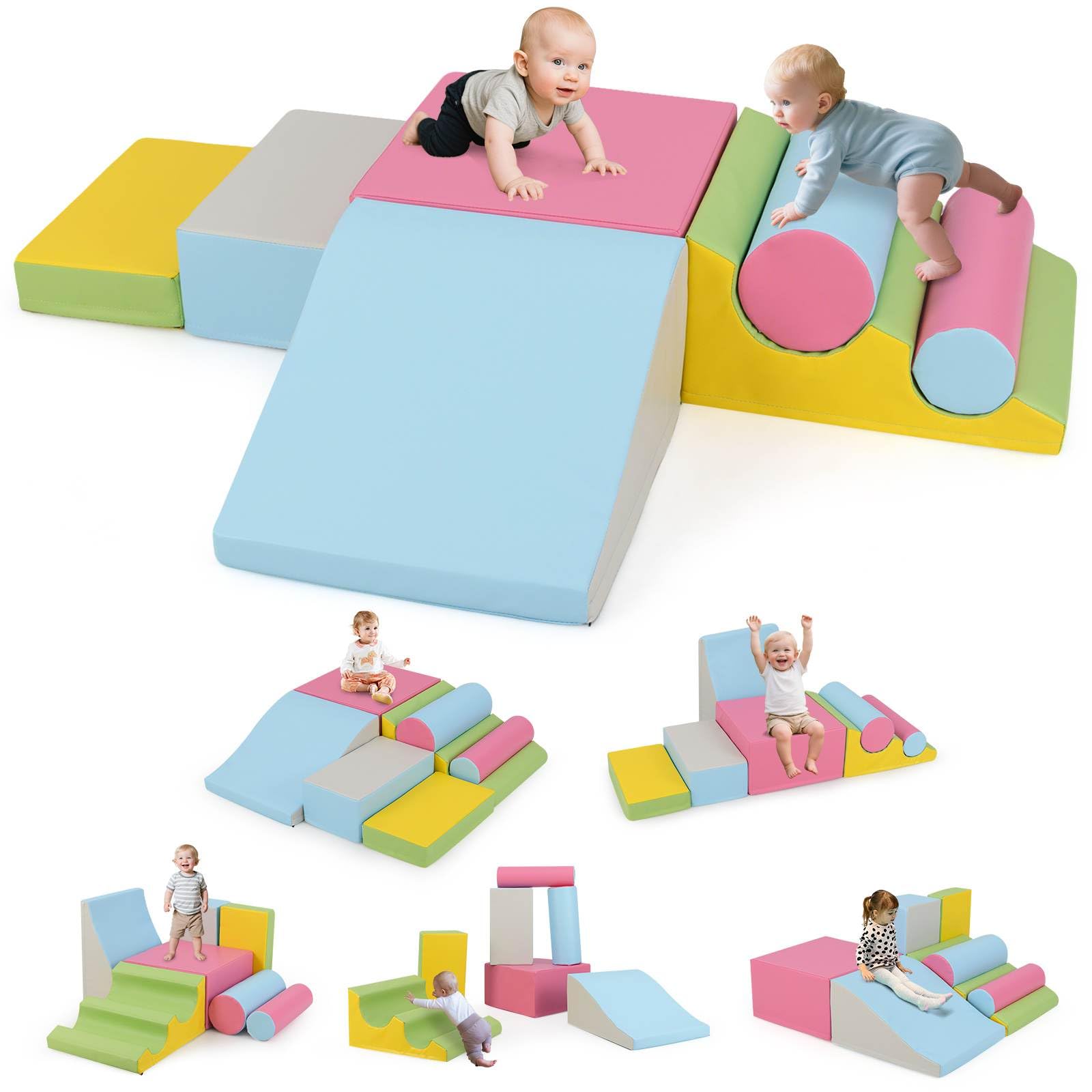 7 Pieces Foam Building Blocks Set for Kids Creative Learning Toy Set