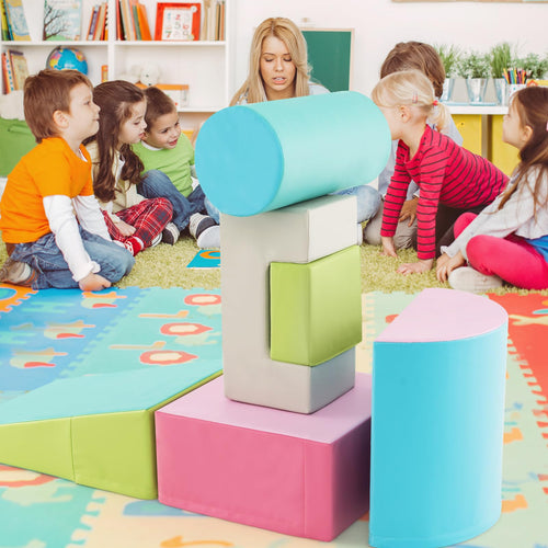 Foam Climbing Blocks for Toddlers 1-3, 6 Pieces Indoor Climb and Crawl Activity Playset with Rectangles
