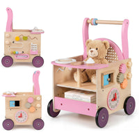 Wooden Baby Walker, Activity Center Push Walking Toy