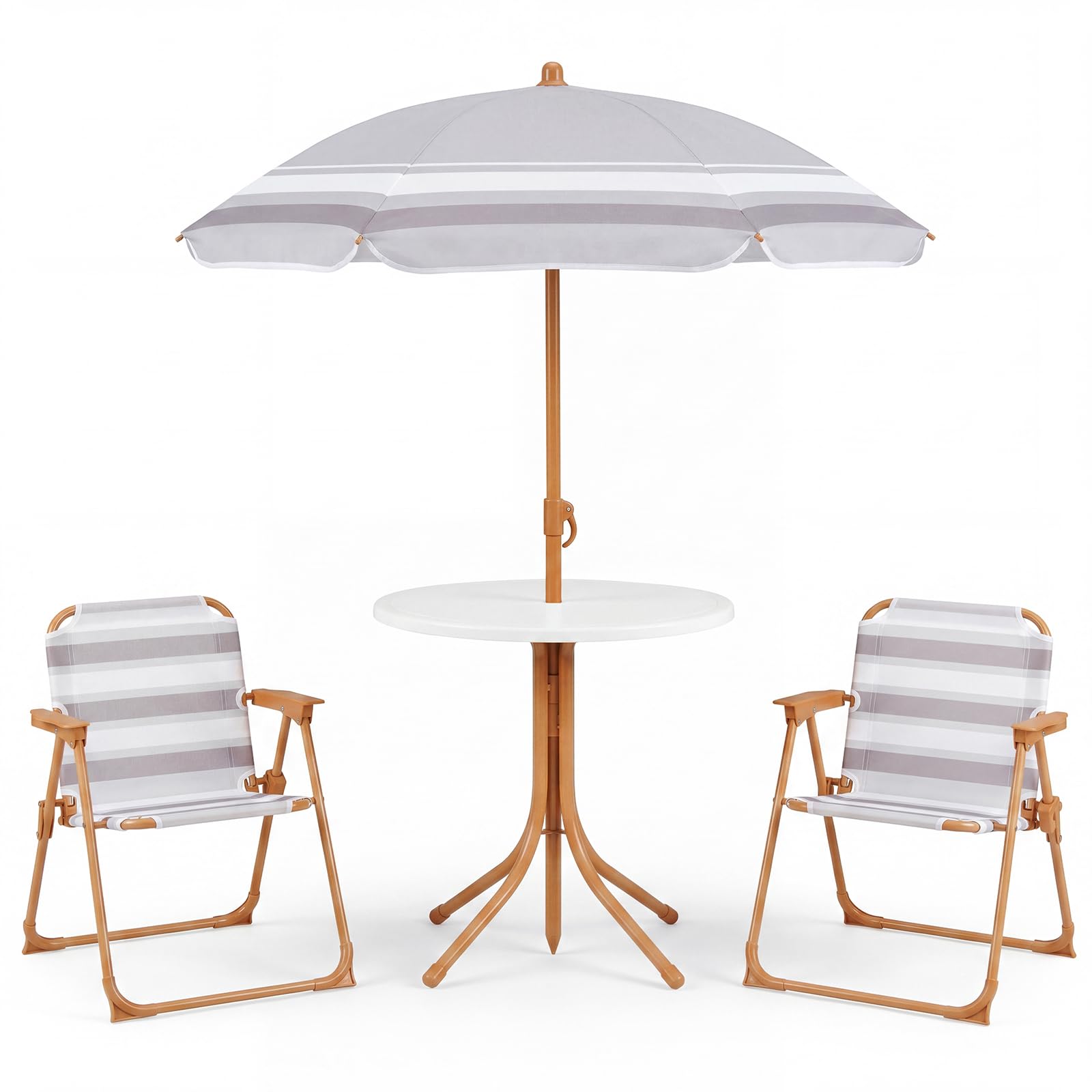 Kids Picnic Table, Outdoor Toddler Patio Furniture Set with 2 Folding Chairs Adjustable Foldable Umbrella