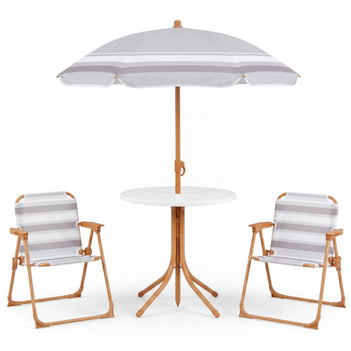 Kids Picnic Table, Outdoor Toddler Patio Furniture Set with 2 Folding Chairs Adjustable Foldable Umbrella