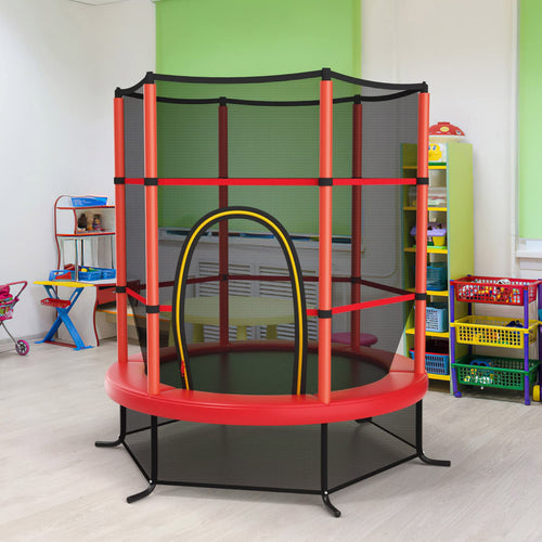 5.3FT Kids Trampoline, Toddler Trampoline w/Safe Enclosure Net, Accessories Bag, Jumping Pad