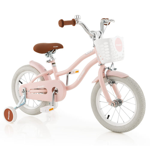 14 Inch Boys Girls Bike for 3-8 Years w/Training Wheels, Adjustable Handlebar & Seat