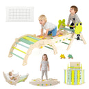 Pikler Triangle Set, 13 in 1 Frog Theme Foldable Wooden Montessori Toddler Climbing Toys
