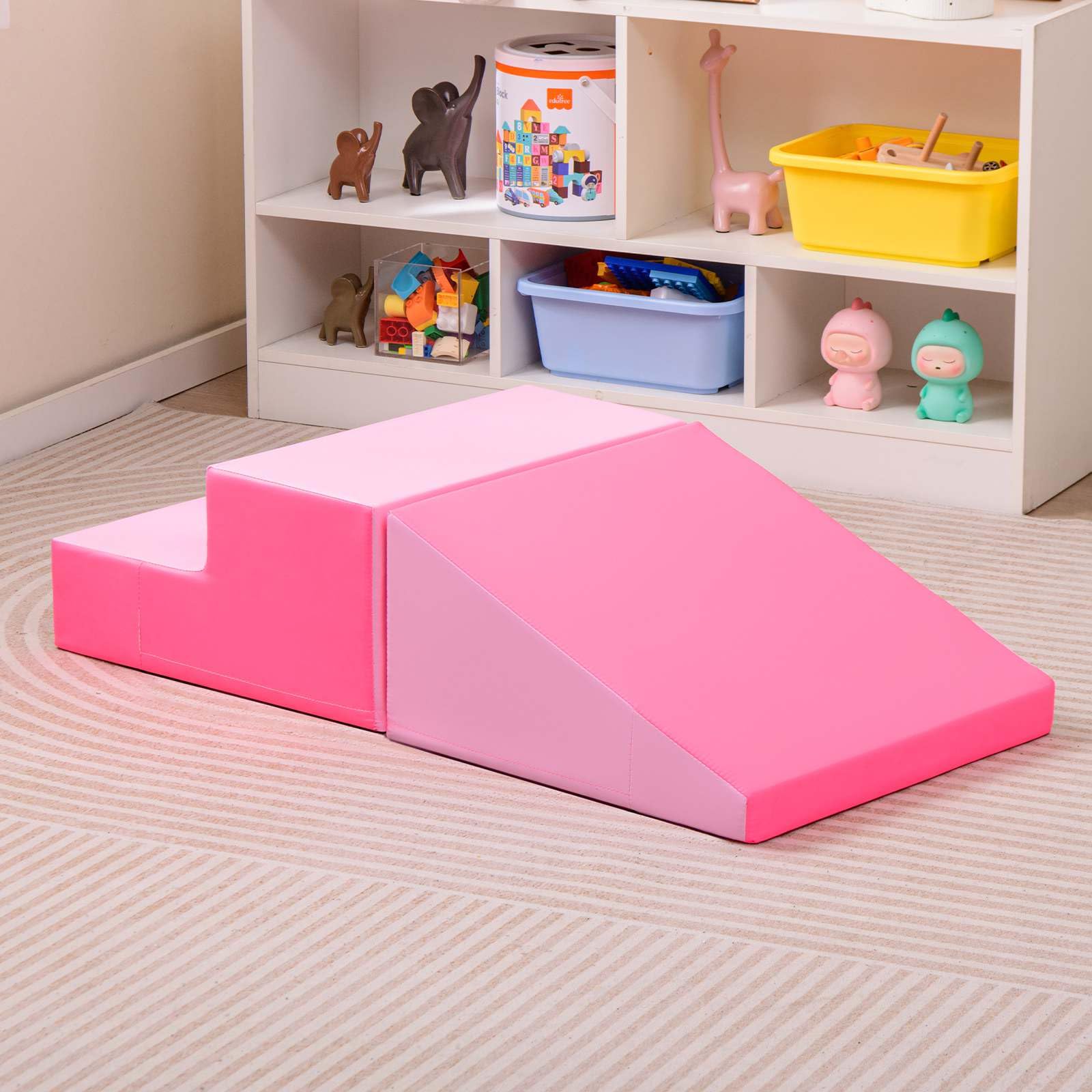 2 Pieces Soft Block Play Set with hook and loop fasteners for Crawling and Climbing
