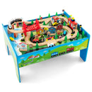 INFANS Train Table, 84 Pieces Wooden Kids Activity Toy Table Playset