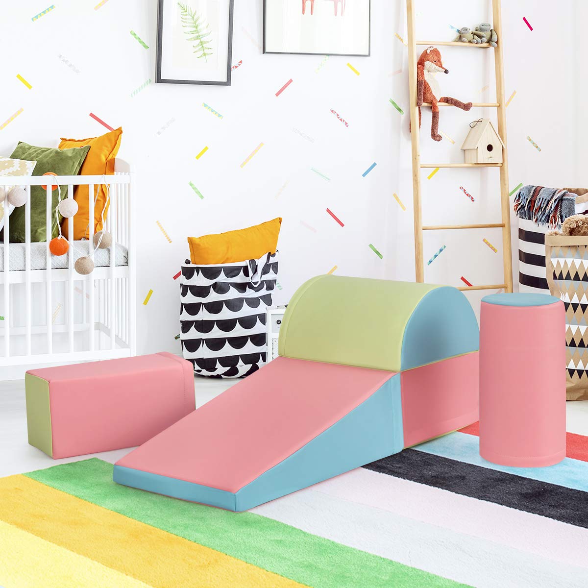 5-Piece Kids Climb & Crawl Activity Playset, Lightweight Soft Foam Block Activity Play Structures