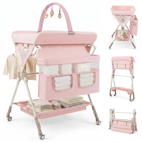 INFANS Portable Baby Changing Table with Wheels