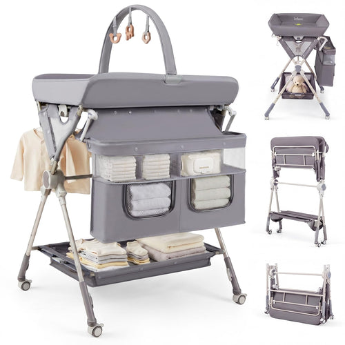 INFANS Portable Baby Changing Table with Wheels