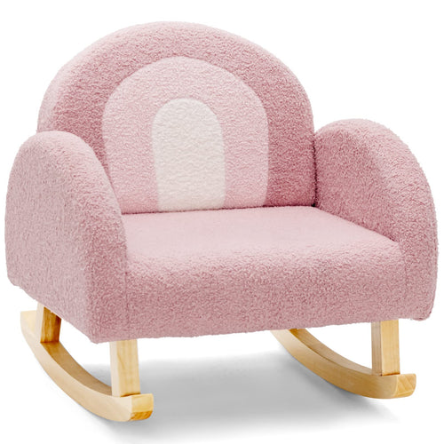 INFANS Kids Sofa Toddler Rocking Chair with Solid Wooden Frame, Anti-Tipping Design