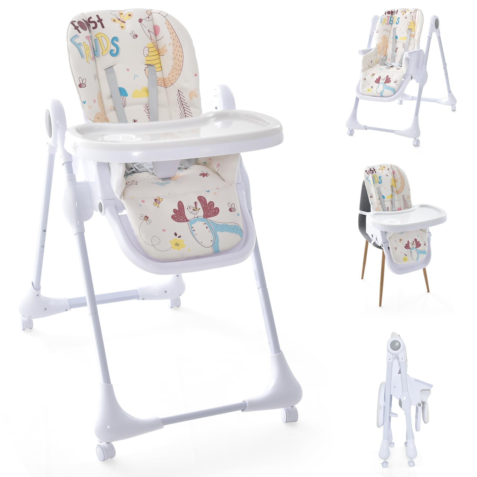 3-in-1 Baby High Chair, Foldable Infant High Chair