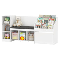 4-in-1 Kids Bookcase with Reading Nook and Removable Seat Cushion