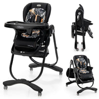 High Chair for Babies & Toddlers Folding Baby Highchair w/Rolling Wheels Adjustable Height