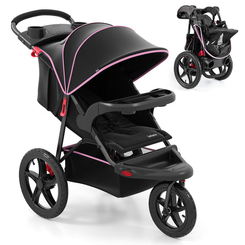 INFANS Jogging Stroller, Foldable Jogger with Air-Filled Tires Shock Absorbing Suspension