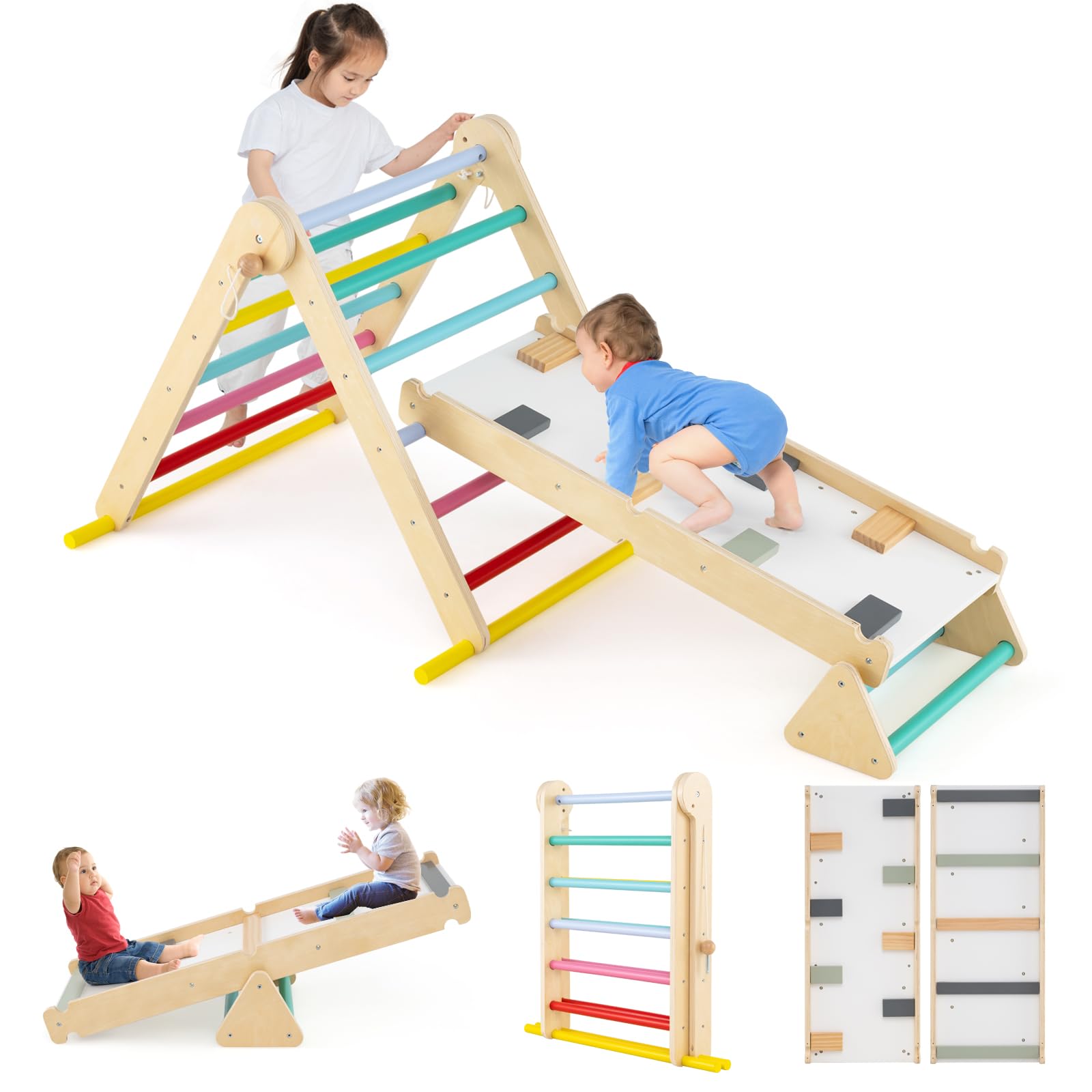 Pikler Triangle Set 7 in 1 Climbing Toys for Toddlers