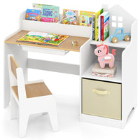 INFANS Kids Table and Chair Set Toddler Art Craft Play Wood Activity Desk with Chairs
