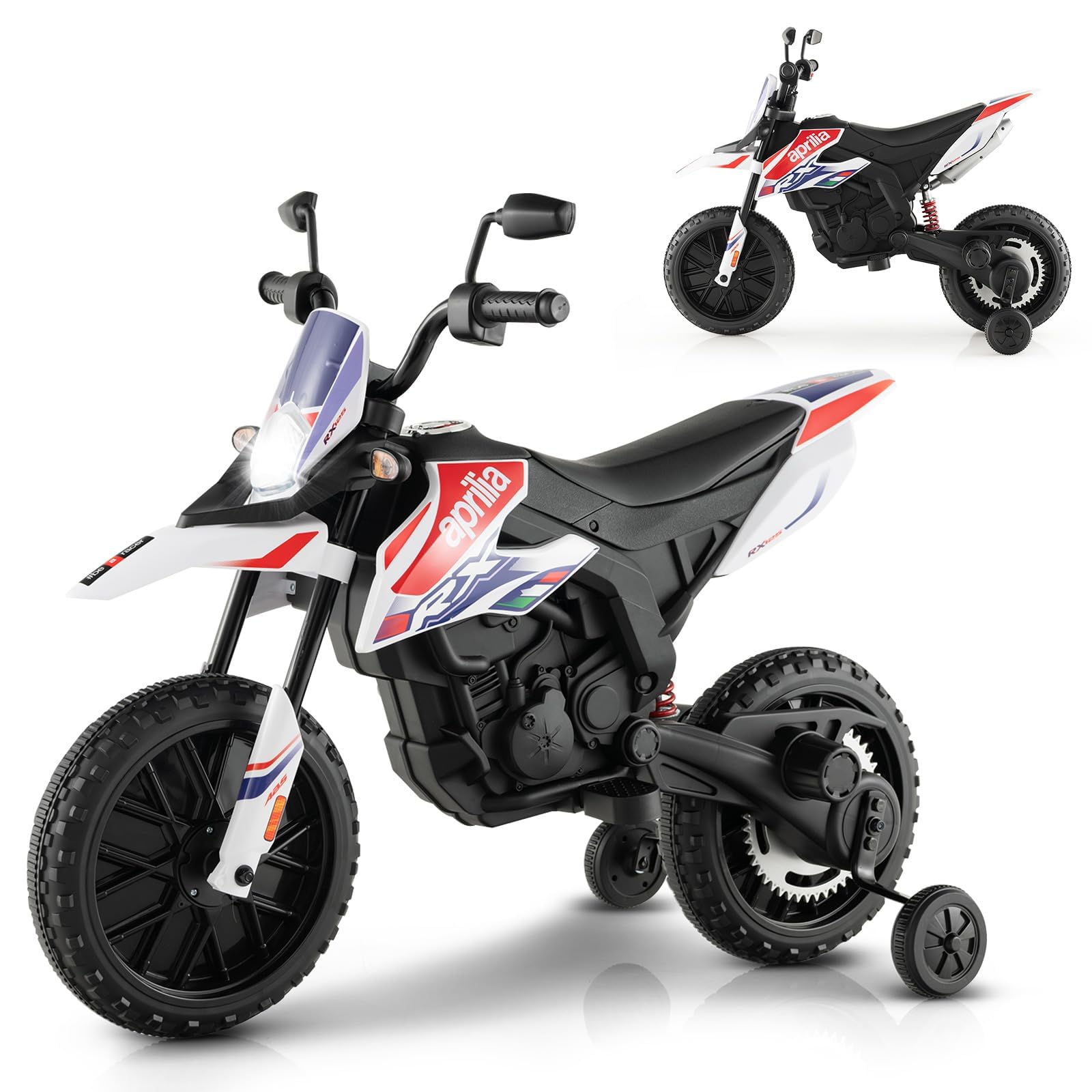 INFANS Kids Motorcycle 12V, Licensed Aprilia RX125 Electric Ride