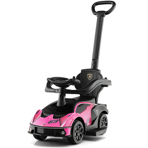 Lamborghini Licensed Push Cars for Toddlers 1-3, 3 in 1 Stroller Sliding Walking Car w/Handle