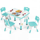 Kids Table and 4 Chairs Set, Height Adjustable Children Activity Desk with Graffiti Desktop 2 Storage Boxes