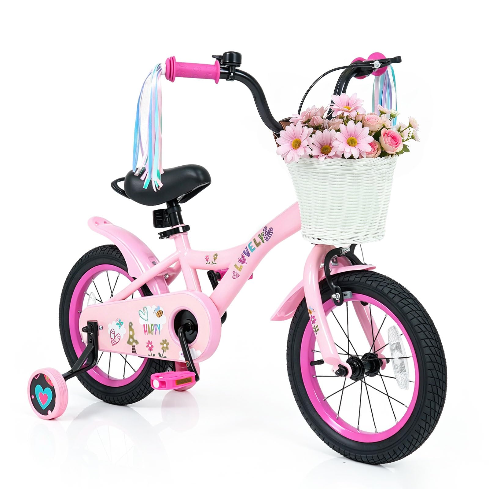 Kids Bike, 14 16 18 Inch Sweet Heart Theme Girls Bicycle