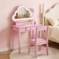 Kids Vanity with Lights, Princess Makeup Dressing Desk