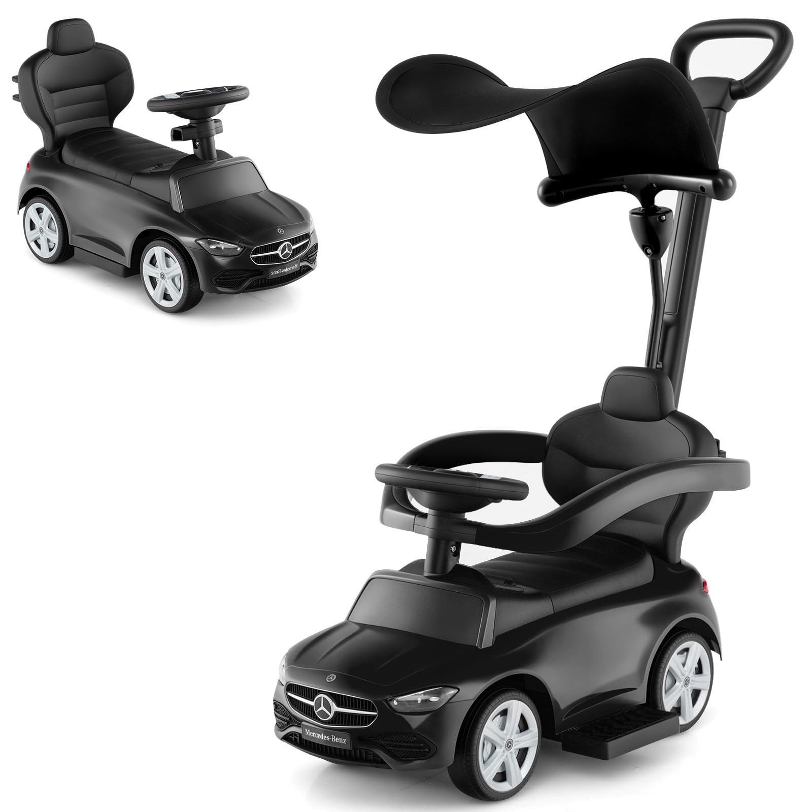 Licensed Mercedes Benz Push Car for Toddlers by INFANS 3 in 1 Sliding Walking Car with Push Handle