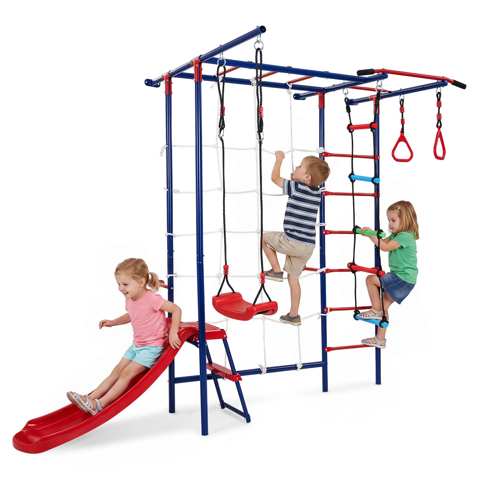 8 in 1 Swedish Ladder, Kids Indoor Outdoor Jungle Gym Playground