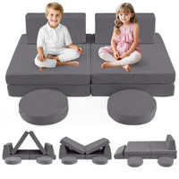 INFANS Modular Kids Play Couch 6 PCS Toddler Creative Sectional Fort Building Sofa for Playroom
