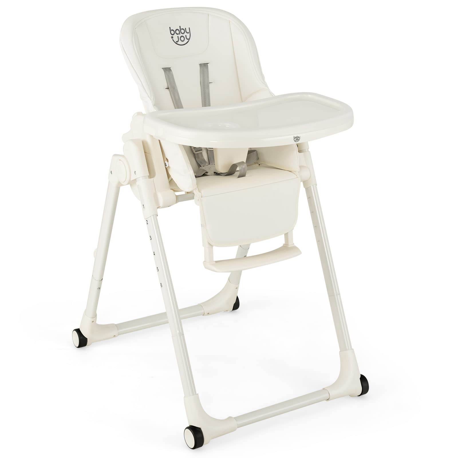 4-in-1 Baby High Chair Foldable Feeding Chair w/ 6 Adjustable Heights