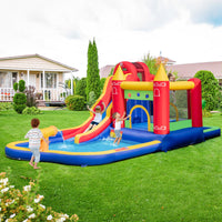 Inflatable Water Slide, Outdoor Water Park Bouncy House with Ring-tossing, Boxing
