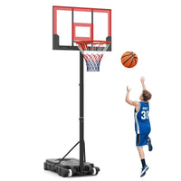 OLAKIDS Basketball Hoop Outdoor Portable 1.4-2.5m Height Adjustable Goal System with Wheels Shatterproof Backboard