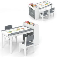 INFANS Kids Table and Chair Set Toddler Art Craft Play Wood Activity Desk with 2 Chairs