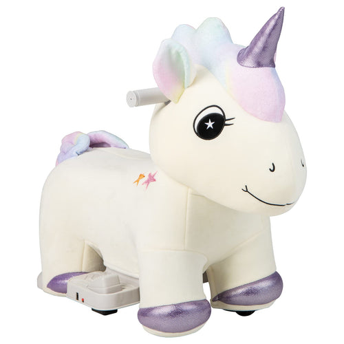 Kids Ride On Toy, 6V Electric Unicorn Ride On Toy w/Anti-Slip Handlebars, Flexible Wheels & Foot Pedal