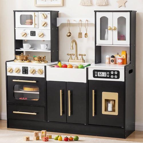 Kids Kitchen Playset, Wooden Pretend Play Kitchen