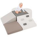 Climbing Toys for Toddlers, 6 Pieces Baby Foam Blocks Soft Play Set with PU Leather
