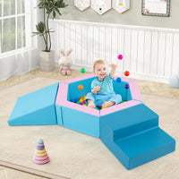3-Piece Baby Foam Climbing Blocks with Ball Pit and 100 Colorful Ocean Balls
