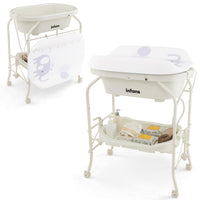 INFANS 2 in 1 Baby Changing Table with Bath Tub Unit, Folding Diaper Dresser Station