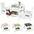 INFANS Kids Table and Chair Set, 4 in 1 Wooden Activity Desk