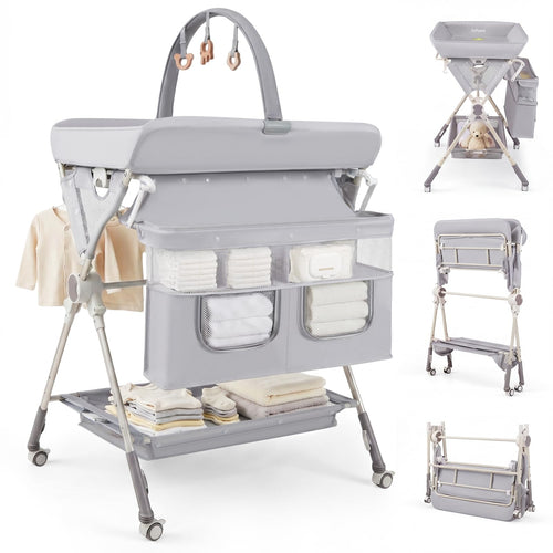 INFANS Portable Baby Changing Table with Wheels