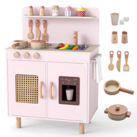 INFANS Play Kitchen for Kids, Wooden Pretend Playset