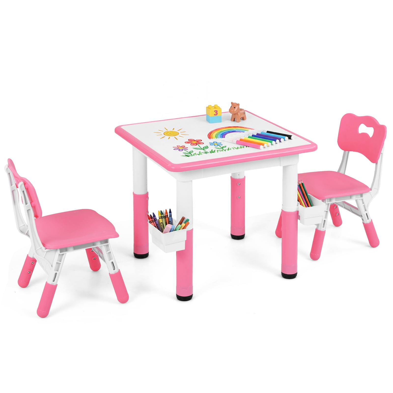 Kids Table and Chair Set, Height Adjustable Toddler Activity Desk