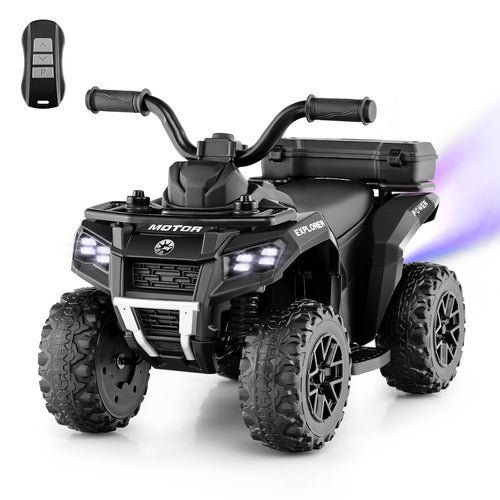 Kids ATV with Spray Function, Remote Control, Storage Trunk
