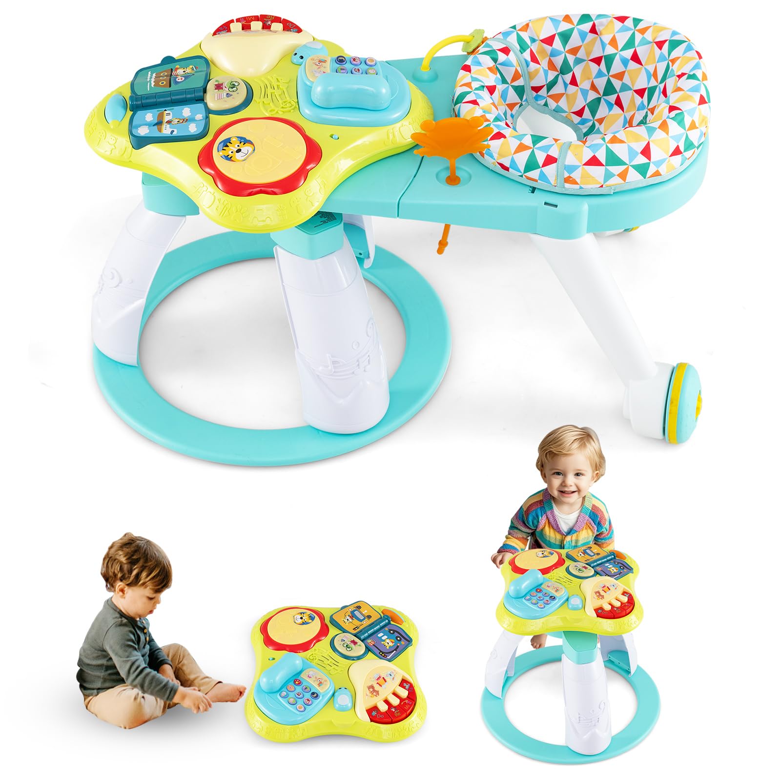 INFANS 3 in 1 Walk Around Baby Activity Center Baby Walker with Play Table