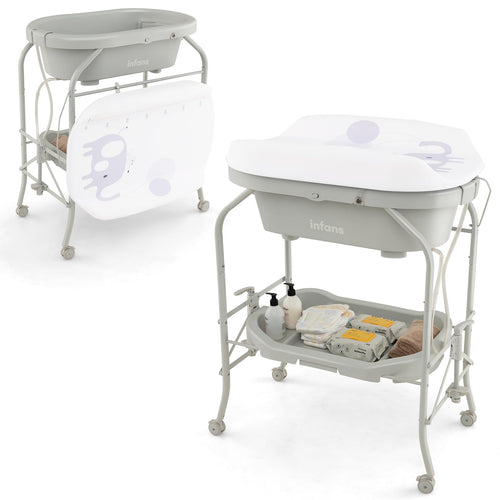 INFANS 2 in 1 Baby Changing Table with Bath Tub Unit